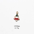 Detailed macro view of a 12x20mm enamel Christmas tree pendant for DIY jewelry - No.29 Tricolor Christmas Tree