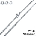 Silberne Halskette aus Edelstahl 304, Perlenkette mit Karabinerverschluss, 500x2mm, 4g - 2mm Stahlfarbe-20cm