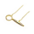 Detail of gold-plated brass OT toggle clasp with micro-set zircon stones for jewelry DIY - Key Shape Style