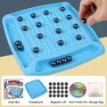 Magnetisch schaakspel met 20 zwarte magneten, blauw bord en strafwiel in doos - 22cm Kunststof Bord + 20 Magnetische Stukken + Strafschijf
