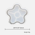 Flower-shaped silicone resin mold for coasters with detailed 106mm size and 40g weight specs - Plum Flower