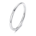 Minimalist silver-toned titanium steel ring with a micro-set cubic zirconia in a sleek finish - US 5 / Silver-1 Stone