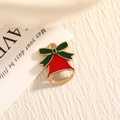 Christmas bell pendant in red enamel with green bow for DIY jewelry making - EAR0012/Red Green Gold