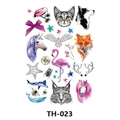 Waterproof temporary tattoo sheet with colorful animals and floral designs model TH-023 - Th-023 / 210*148mm