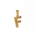 Collana in acciaio inossidabile dorato con ciondolo lettera F e trama pelle animale - Lettera F (Ciondolo Singolo)