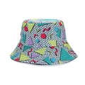 Dettaglio della fantasia geometrica vintage anni 90 sullo stile del cappello bucket - 58cm / Stampa Colorata Stile Memphis (C)