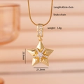 Collana con ciondolo a stella dorata e catena a serpente con zirconi per donna - Pentagramma Oro (2646)