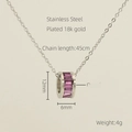 Dettagli della collana in acciaio inossidabile con cristallo viola e placcatura oro 18k - Oro 18K / Argento & Viola