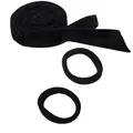 Heatless hair curler set in black velvet with a headband and two matching scrunchies - Black Small Scrunchies Set