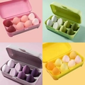 Set of 8 soft makeup sponges with storage case available in four diverse color palettes - 8-Grid Color Box Makeup Sponge Set