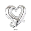 Silver 18-inch heart-shaped foil balloon with hollow cutout for wedding decor - 18 Inch Silver Hook Heart