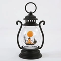 Halloween portable black metal pumpkin lantern with glowing moon and castle scene LED light - Pumpkin