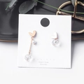 Asymmetric gold heart earrings with crystal pendants and S925 silver needles - E1923-2-Asymmetric Heart Crystal Pearl