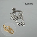 16G stainless steel labret stud with chain and heart charm in silver and gold finish - Double Layer Chain / 1.2x8mm / Steel