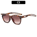Square tortoise shell kids sunglasses C5 model with hollow temples and brown lenses - Leopard Frame Gradient Tea Lens