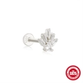 S925 sterling silver flat back stud with fan-shaped zirconia for cartilage piercing - Silver-tone #3 (Pear Cut Zirconia)