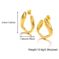Irregular organic twisted stud earrings in 18k gold plated stainless steel - E00844G (Gold Organic Streamlined)