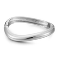 Minimalist silver double-layered wavy pearl bracelet with polished metallic finish - Silver Wave Outline (SZYS-026HJ-YS)