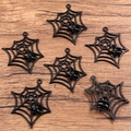 Black electrophoresis metal spider web charms for DIY jewelry making on wooden surface - Style 11 53x46mm