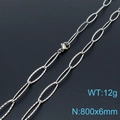 Sparkling silver stainless steel chain necklace 800x6mm size with lobster clasp - Silver Necklace 80cm (KN197654-Z)