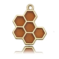 Golden honeycomb alloy charm with orange enamel inlay for DIY jewelry making - 1pc Orange Enamel Honeycomb 17x21mm