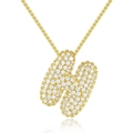 Pavee-Zirkonia Buchstabe H Anhänger an goldener Rollo-Kette für Damen - Nur Anhänger / Buchstabe H