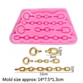 Pink silicone mold for chain and anchor fondant shapes with precise size measurements - 2# Chain / Pink