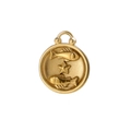Detail of 18K gold Pisces zodiac charm pendant featuring fish and star relief patterns - Pisces