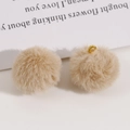 Light brown faux fur pompom pendant with gold loop for DIY jewelry making - Light Coffee