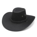 Détail du chapeau de cowboy noir montrant la texture tissée et les œillets en bronze - Noir