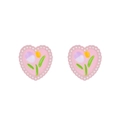 Herz-Tulpen-Ohrstecker in Rosa mit weißem Perlenrand und Blumen-Emaille-Details - Rosa 9612