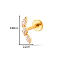 Gold titanium curved piercing stud with three marquise-cut clear stones in 0.88cm length - Three Marquise Zirconia Style (T2554-8#) / Gold