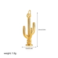 Detailed dimension view of gold cactus pendant with height 24mm and weight 1.8g measurements - Cactus