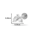 Silver stainless steel butterfly labret stud with three clear round zircon stones - Triangle Cluster (0169-1#) / Silver