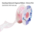 Iridescent Sakura Pink fishtail mesh ribbon roll with wavy edges for floral bouquet wrapping - Sakura Pink