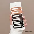 Lot de 6 pinces à cheveux mates kaki et noires, design ovale évidé de 7 cm de long - Lot de 6 / Orange + Brun + Noir