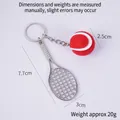 Mini red tennis ball and silver racket keychain pendant for sports souvenir gift - 2.5cm Large Red Tennis Ball + Silver Racket