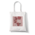 White canvas tote bag featuring pink abstract line art and Portuguese typography design - Style C (Portuguese Print)