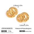 18K gold plated double interlocking hoop earrings in high-polished stainless steel - Gold Color (JDEW2408035)