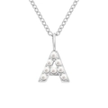 Silver stainless steel necklace with pearl-embellished letter A pendant - Letter A Style / Steel