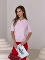 Haut polo en maille ajourée rose avec fermeture éclair et pantalon rouge élégant - S / Rose