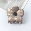 Glossy khaki flower-shaped hair claw clip in a minimalist resin design for women - Glossy Grey Gold