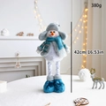 Detail showing 42cm blue plush snowman decoration with size and weight parameters - Blue Telescopic Snowman