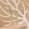 Baroque pearl earrings with amethyst fringe and crystal tassels in gold finish - Zircon Tassel Earrings