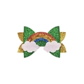 Clip de pelo arcoíris con purpurina y trébol verde con nubes para el día de San Patricio - Arco Iris (MC6570)