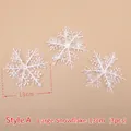 Three-piece 13cm white glitter snowflake ornaments for Christmas tree decor, Style A - Style A White Snowflake (13cm/3 Pcs)
