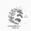 Verstellbarer Lorbeerblatt-Ring aus Edelstahl mit detaillierter Blattstruktur in Silber - Einstellbar Offen / Stahlfarbe
