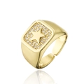 18K gold plated punk star ring with sparkling cubic zirconia in an adjustable open band style - Adjustable Open / Gold Plated with Colorful Zirconia