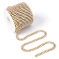 Chaîne scintillante en strass couleur AB avec base dorée pour la création de bijoux DIY - 10 Yards/Rouleau