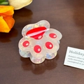 Translucent pearlescent flower hair claw clip with red patterns on wooden background - 6.7cm / Dazzling Red